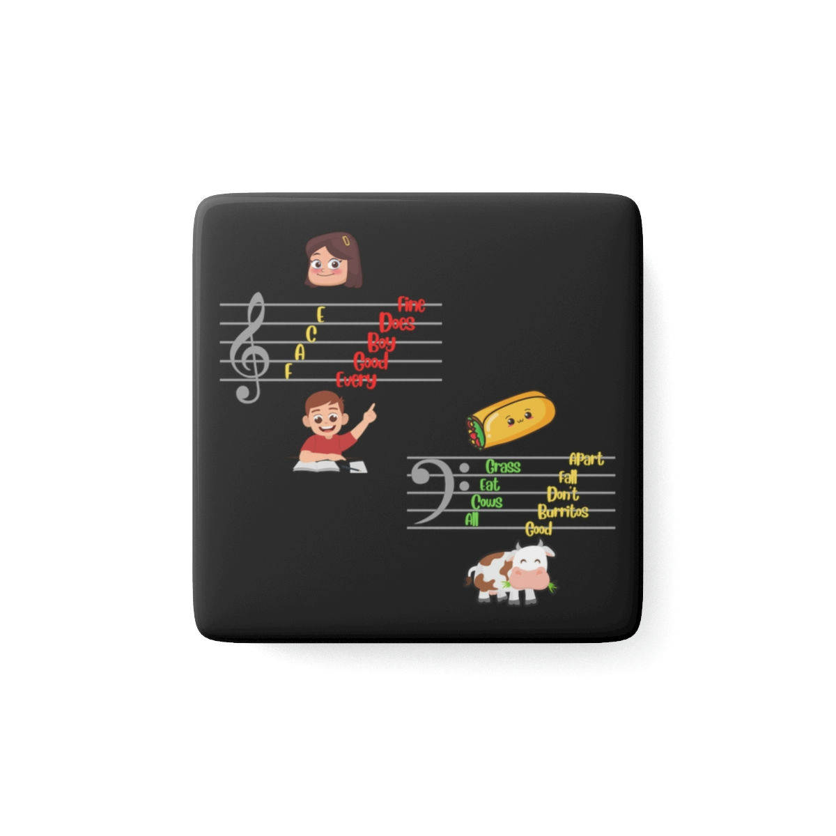 Porcelain Magnet, Square: Music Staff Note Names