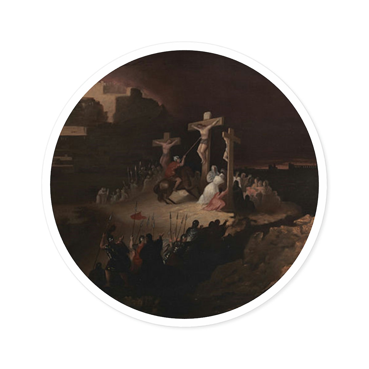 Round Stickers, Indoor/Outdoor: Crucifixion | religious | gift | Lent