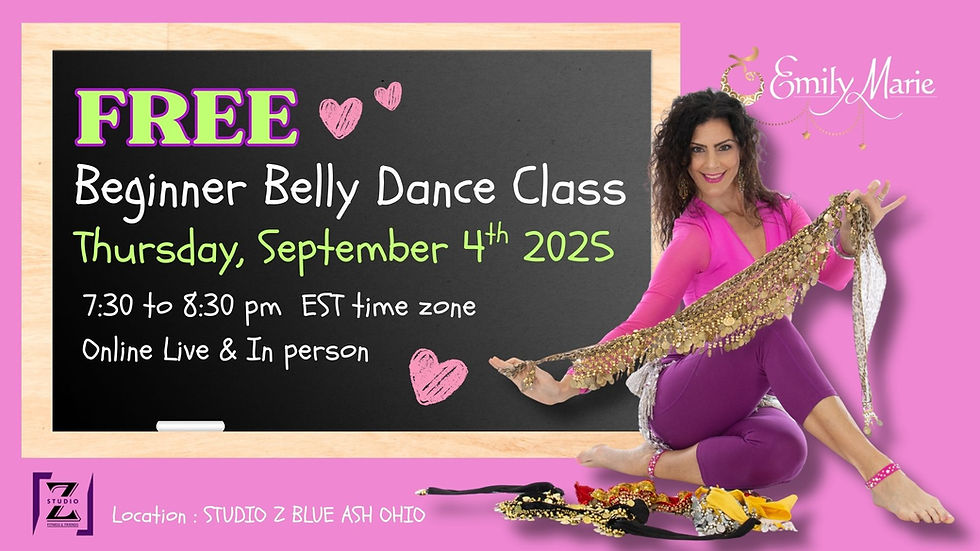 FREE Beginner Belly Dance Class Sep. 4th Thurs 7:30 pm EST time zone