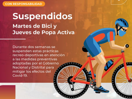 Los 'Martes de Bici' y 'Jueves de Popa Activa', quedan suspendidos como medida preventiva.