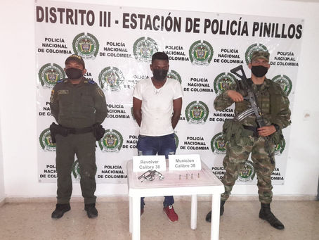 Capturado un hombre portando arma de fuego en Pinillos, Bolívar.