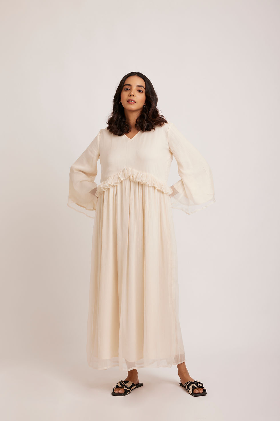 ELYA chiffon Dress in beige