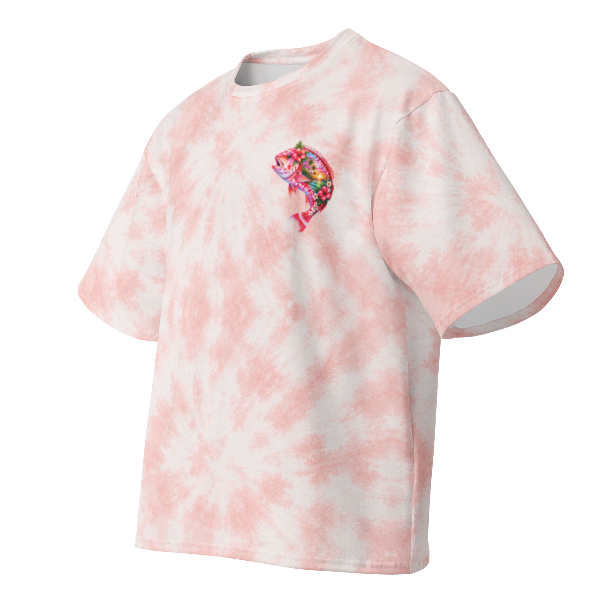 Red Snapper floral colorful fishing Oversized cotton t-shirt
