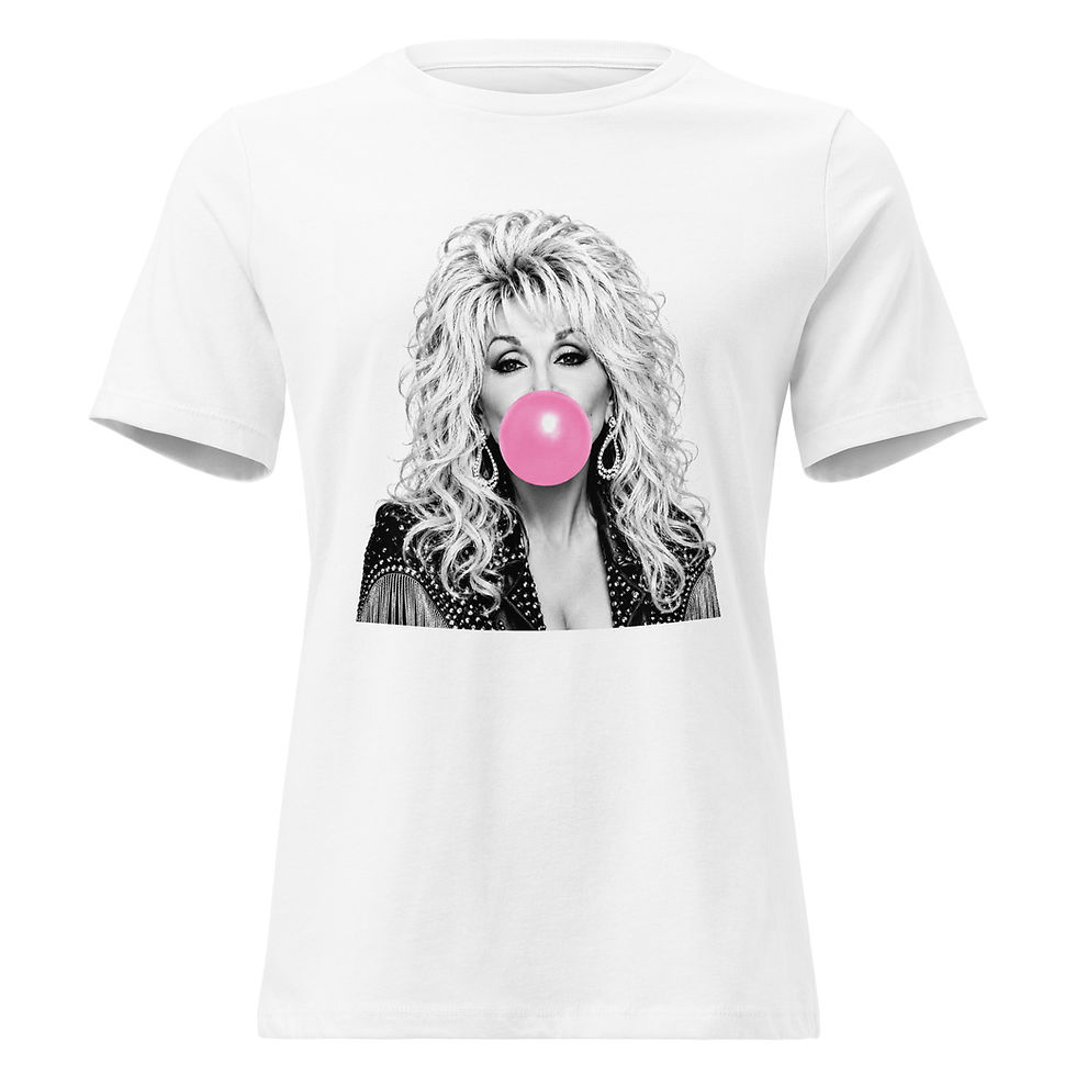 Thumbnail: Dolly Parton Pop Art Bubble Gum Women's Relaxed T-Shirt