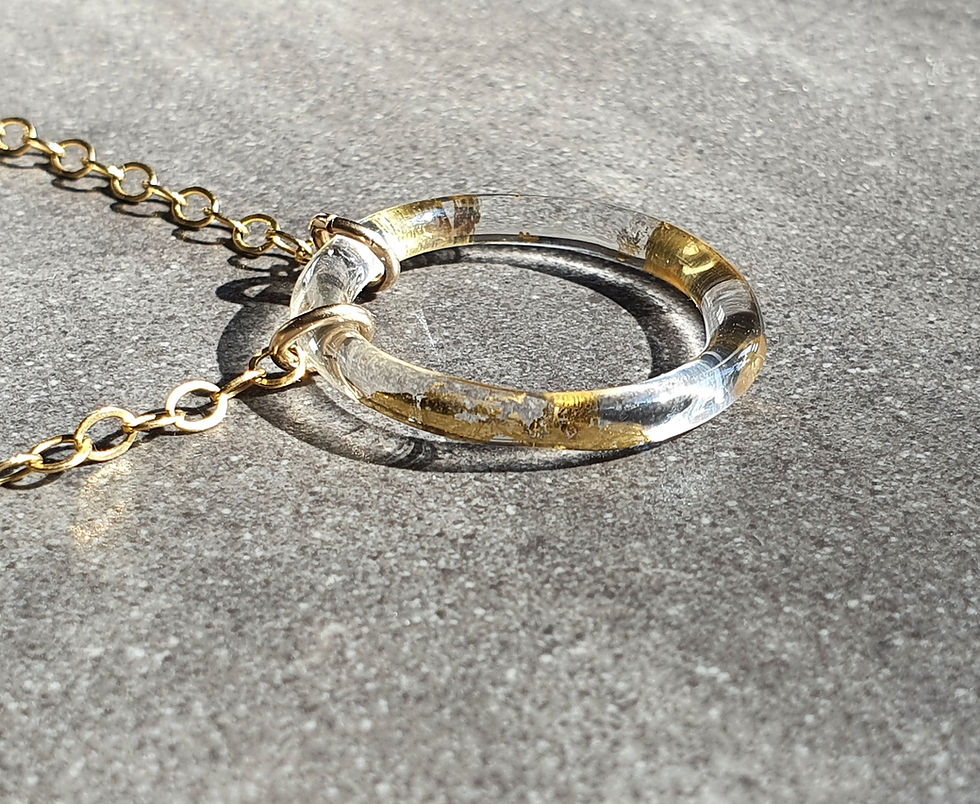 Thumbnail: Glass and 24k Gold Hoop Necklace