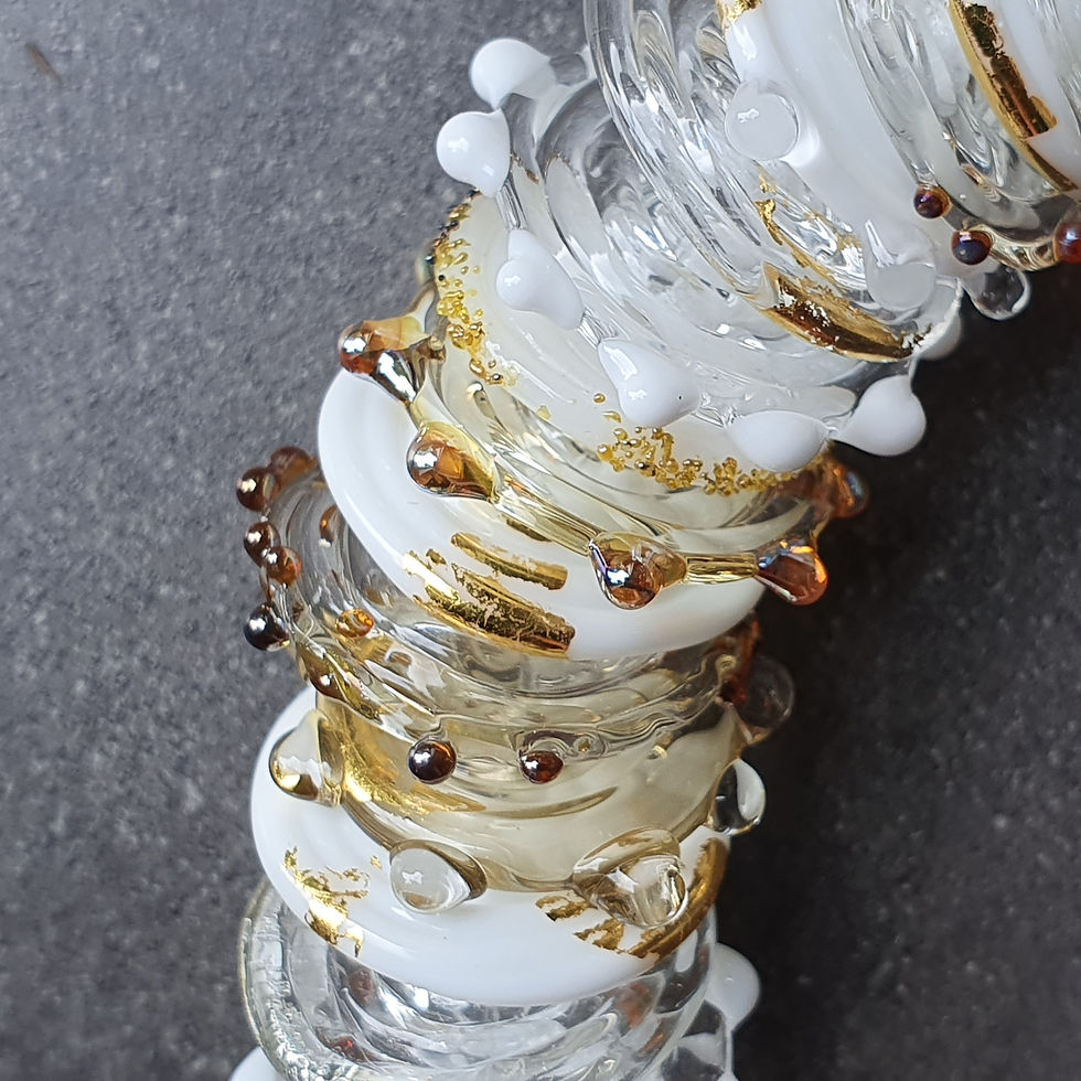 Thumbnail: White and Gold Lampwork Glass Disc Beads