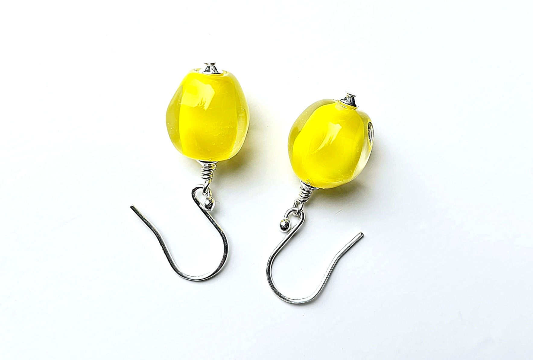 Yellow Murano Glass Pebble Earrings