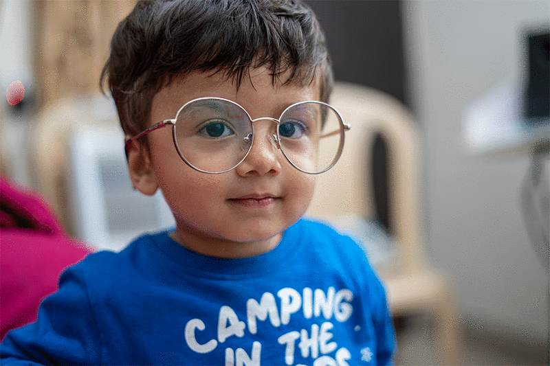 Myopic child with glasses