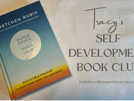 YouTube thumbnail showing the book Outer Order Inner Calm by Gretchen Rubin and the text "Tracy's Self Development Book Club"