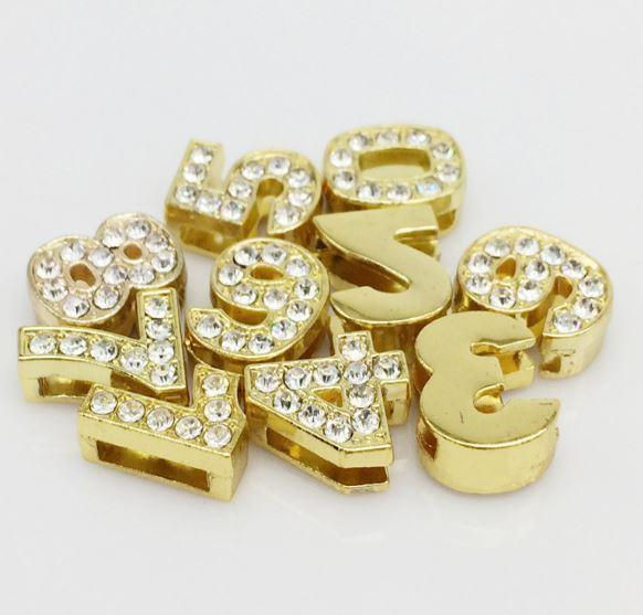 Thumbnail: Pavé Numbers -Gold Charms