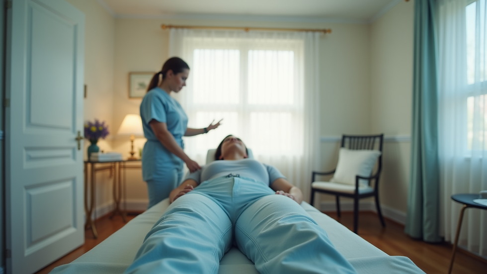 Eye-level view of a chiropractic treatment room with a patient on the table