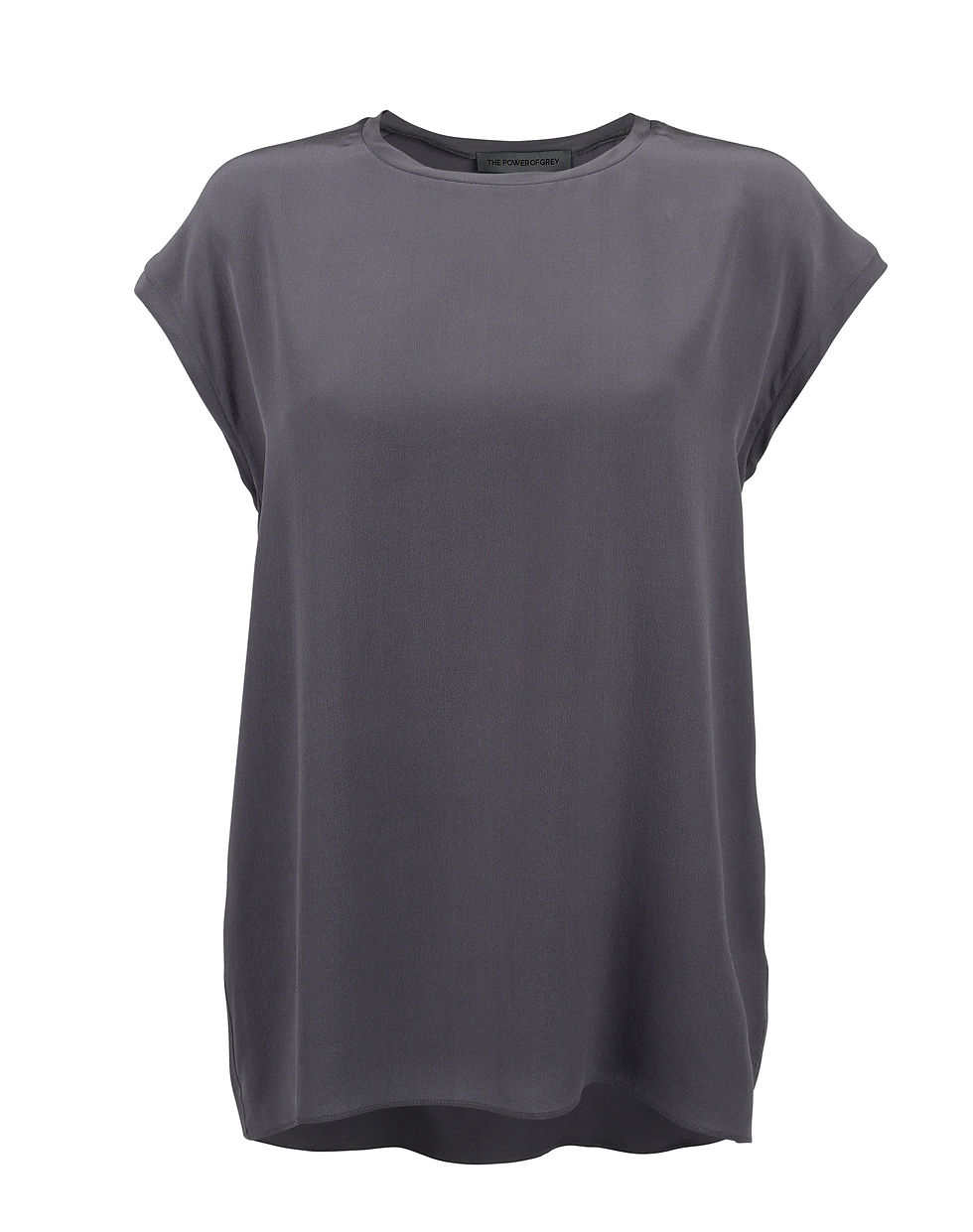 Thumbnail: The Power of Grey pure silk "Shift" extended sleeve top in gunmetal