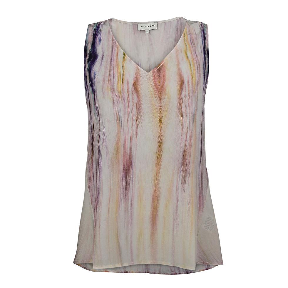Thumbnail: Beech & Bird "Plunge" V-neck silk top in "Beechwood" print