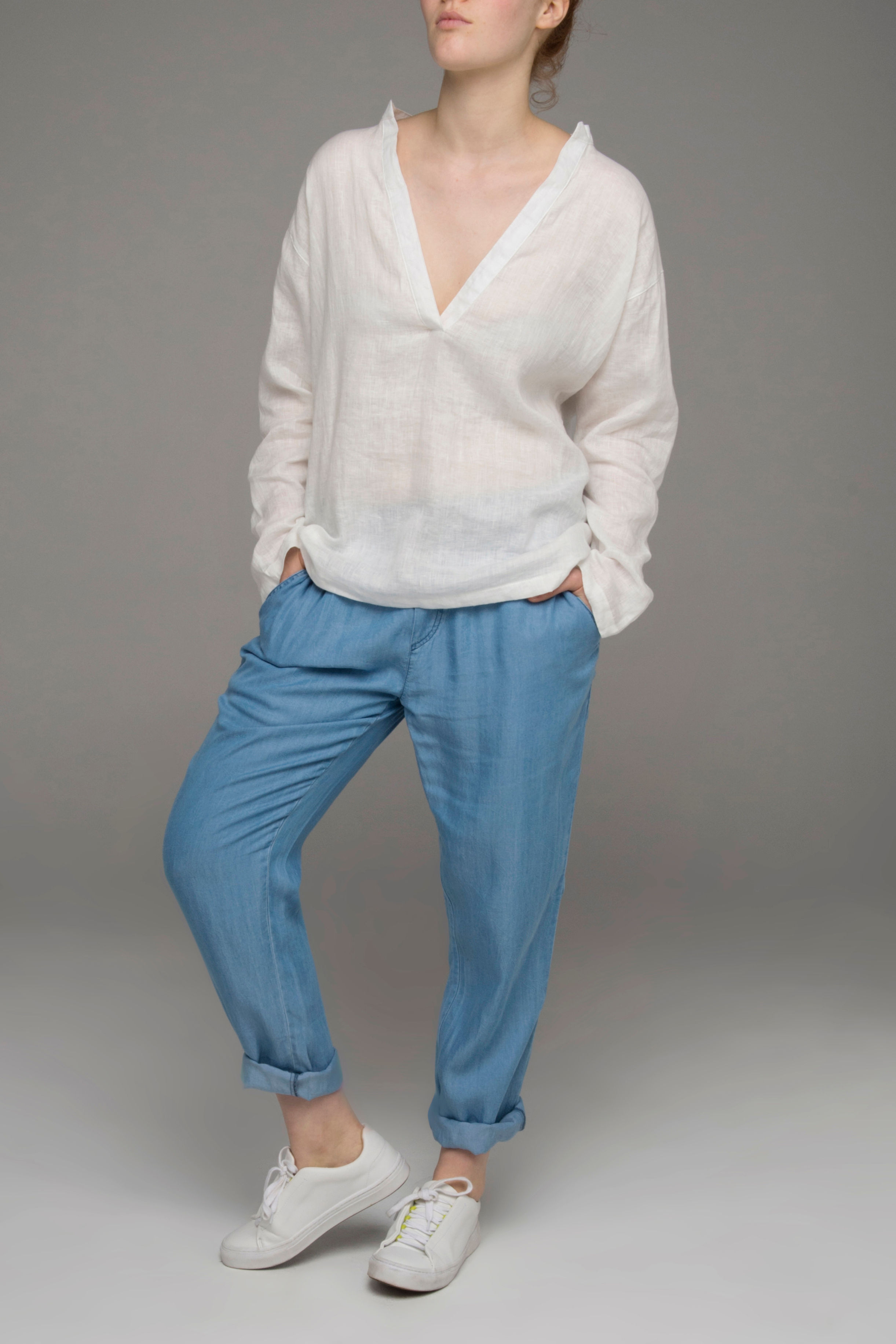 Punch Park white linen boho top