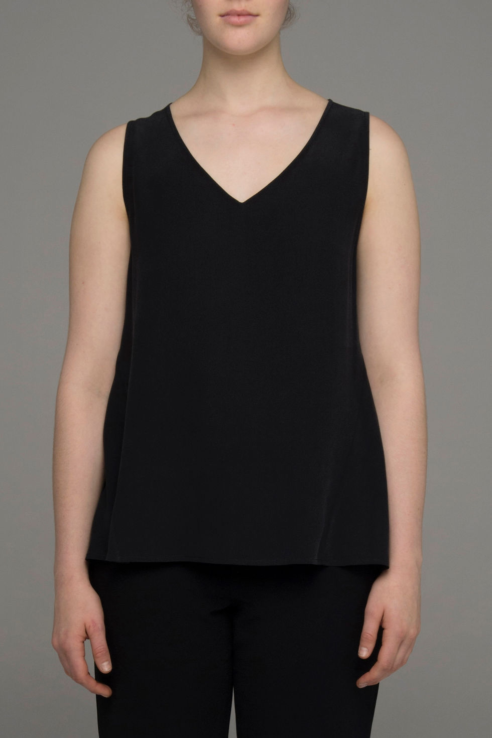 Thumbnail: Punch Park "Plunge" silk sleeveless top in black