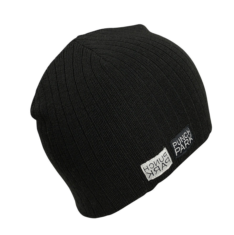 Thumbnail: Punch Park "Reflection" knitted wool blend hat in black