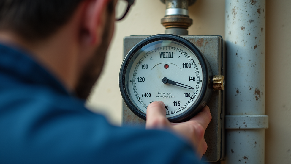 Close-up view of a home watch professional inspecting a water meter