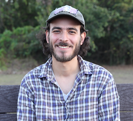 Nicholas Huhn on a bench.