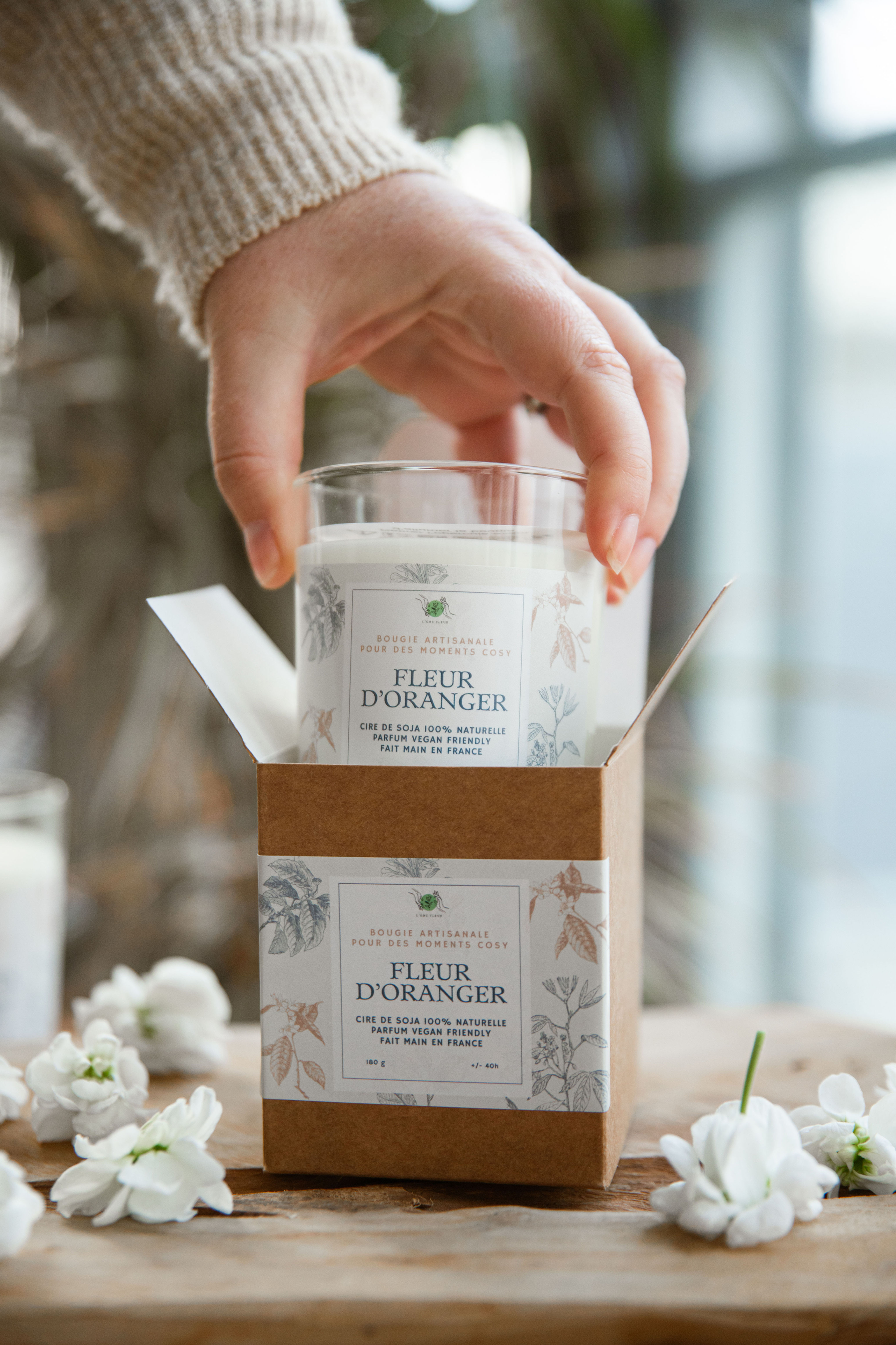 Packaging bougie fleur d'oranger