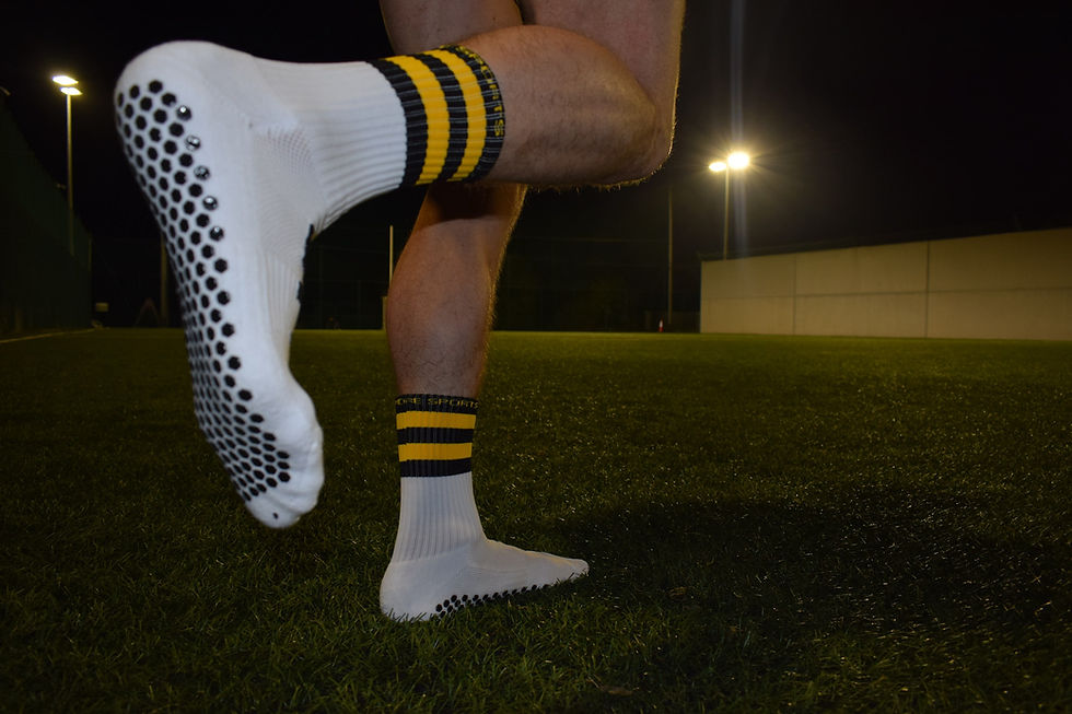Thumbnail: Black and Yellow Hooped Anti Slip Socks 