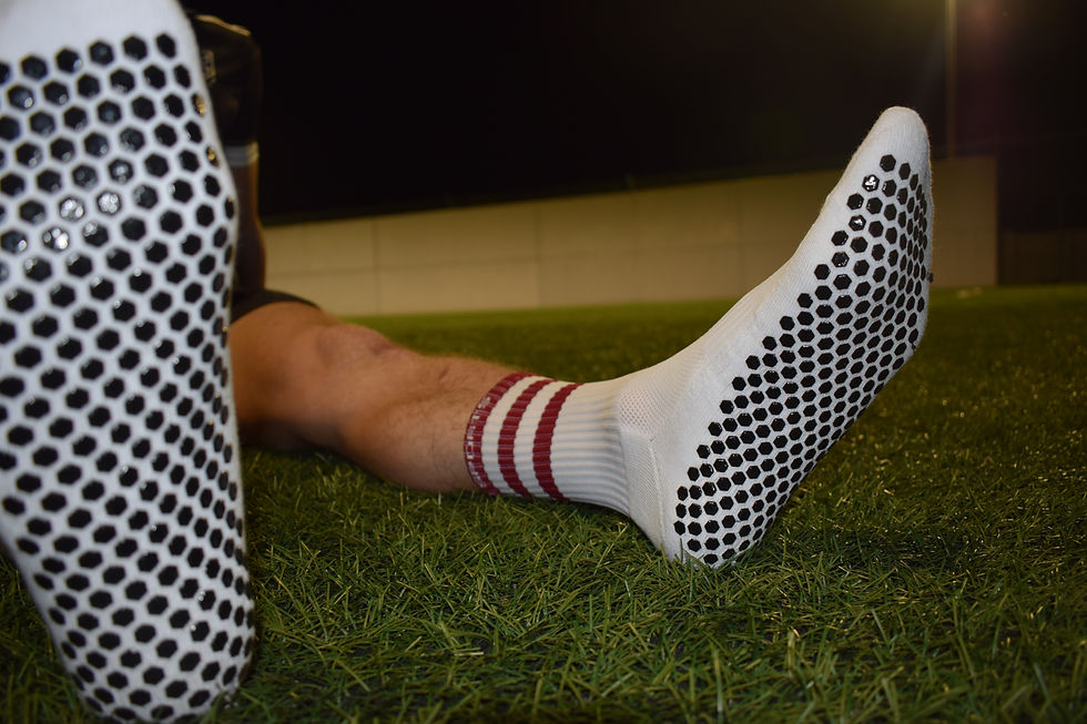 Thumbnail: Maroon and White Hooped Anti Slip Socks