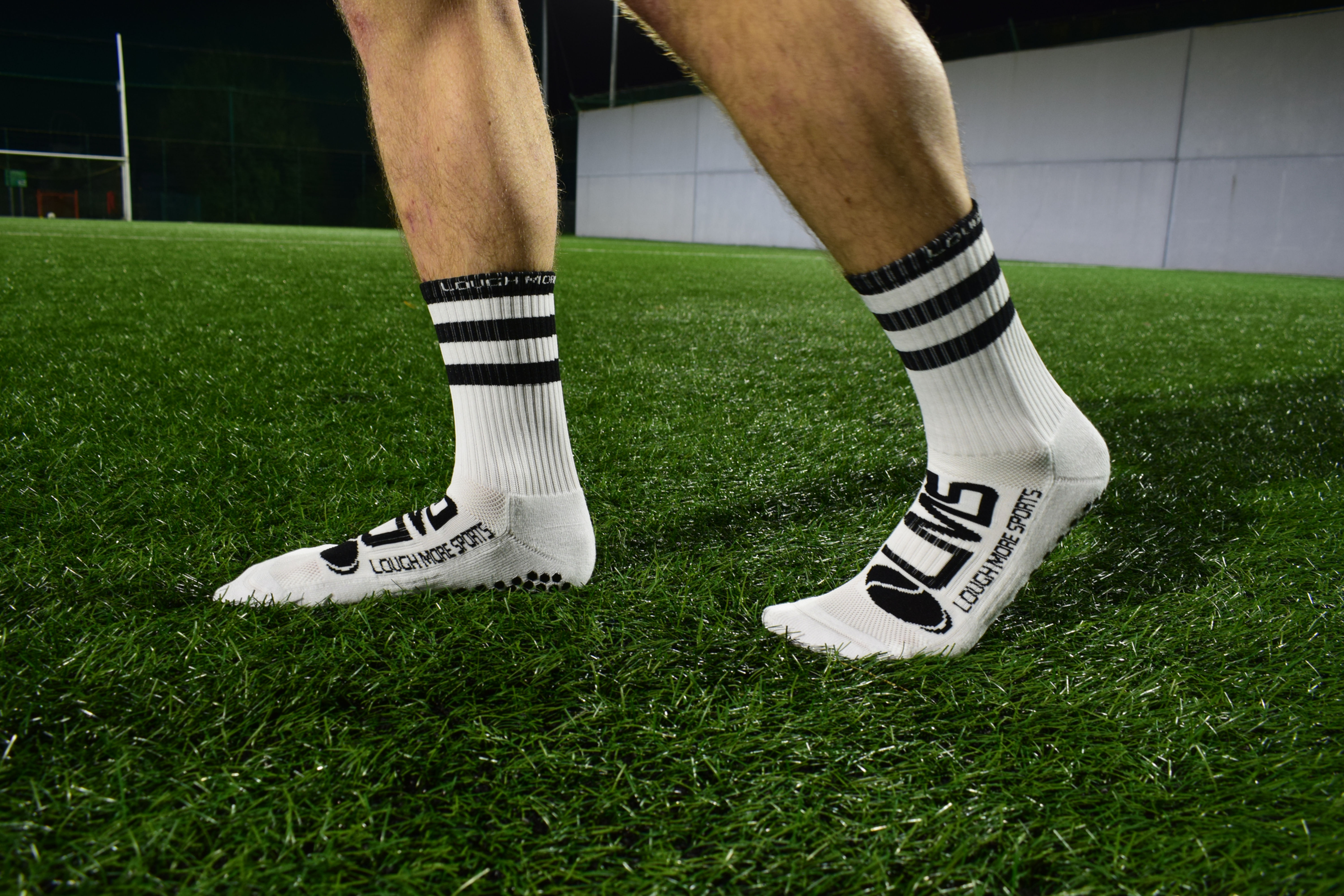 Black and White Hooped Anti Slip Socks