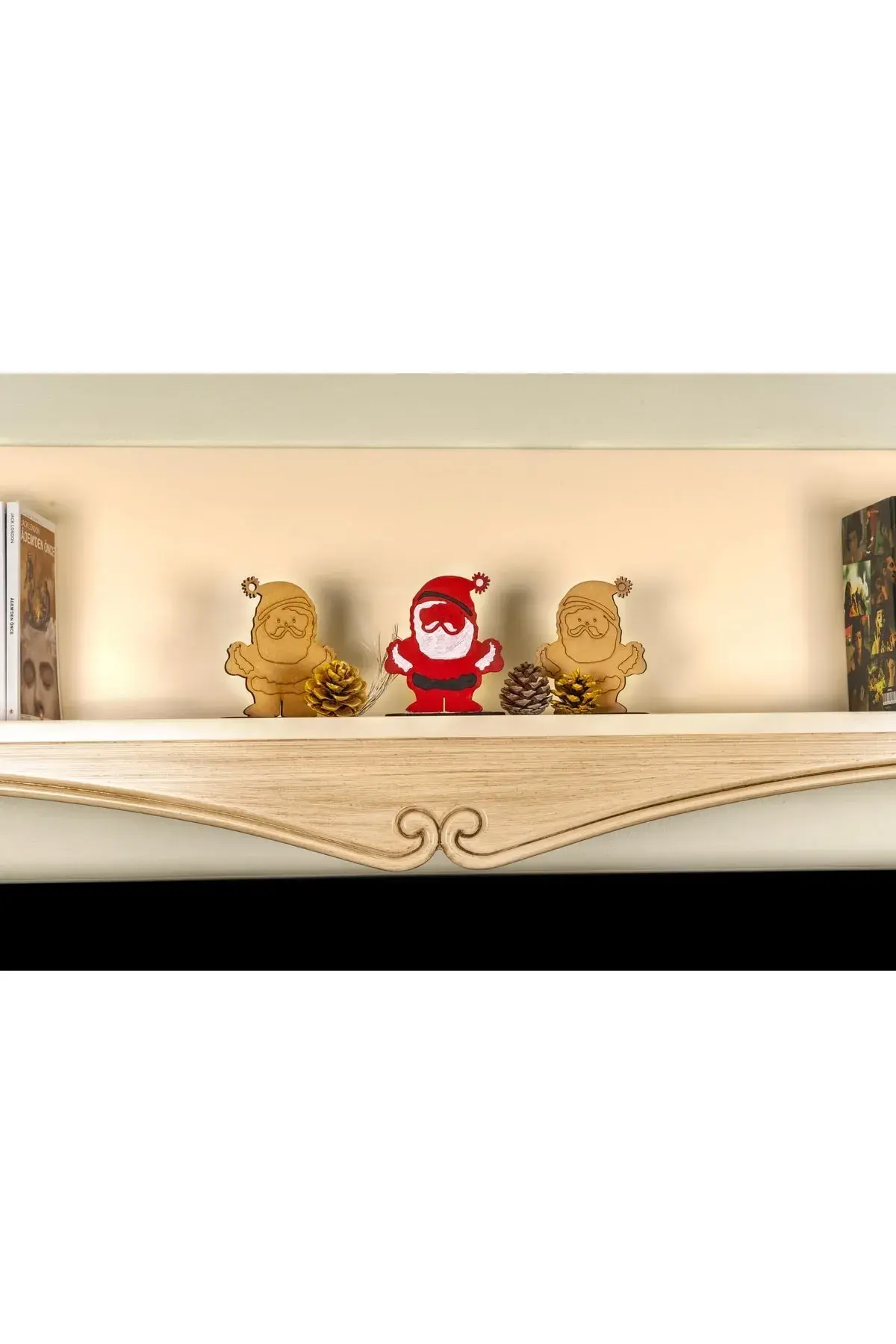 Elfora Yılbaşı Noel Baba Figürü Boyalı Ahşap Yeni Yıl Süsü