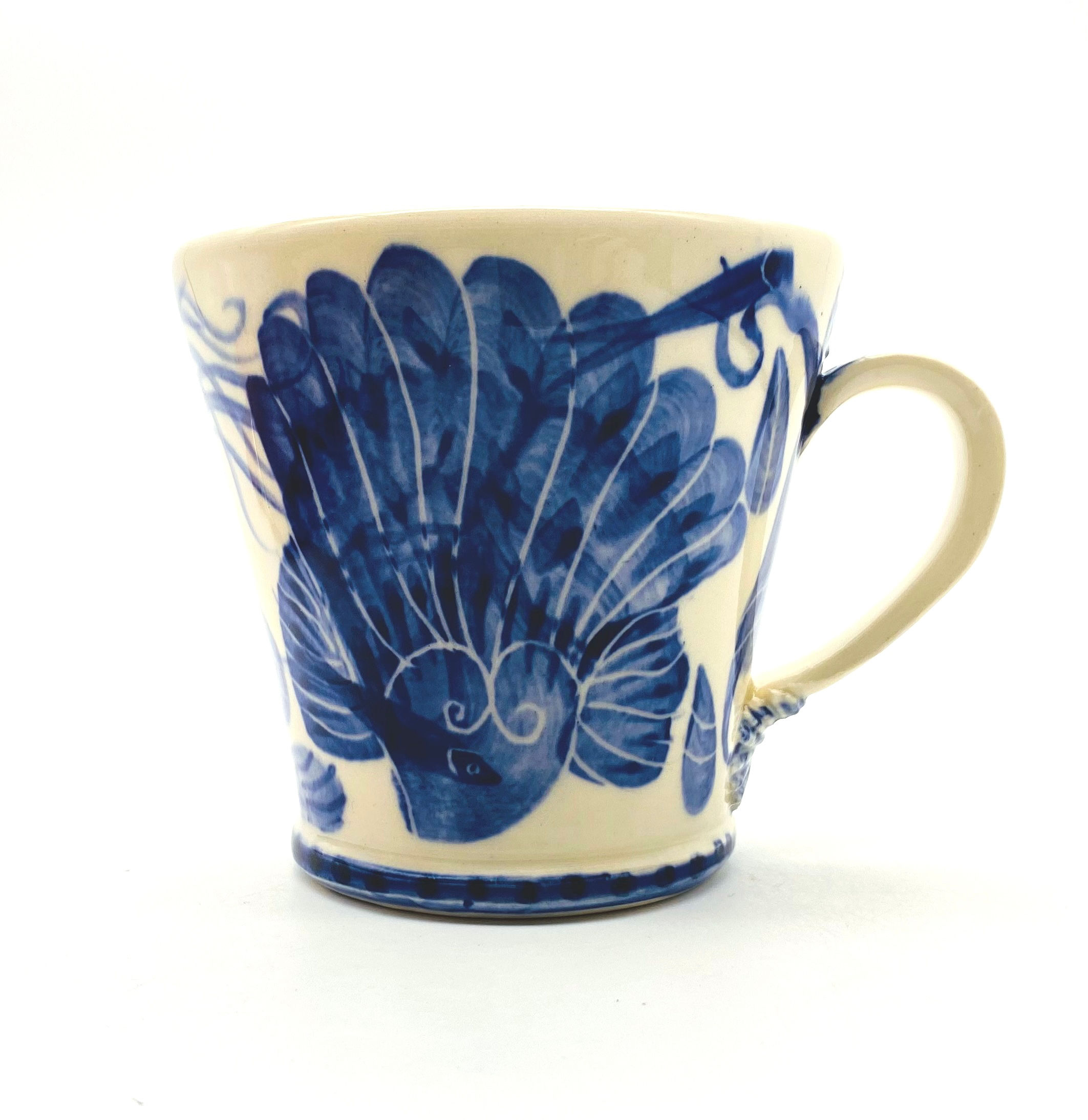 Pru Green - Blue and White Shell and Mollusc Mug