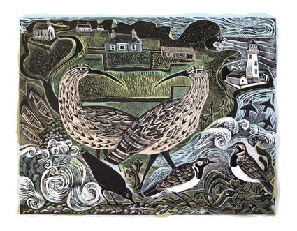 Angela Harding - 'Fair Isle Curlews & The South Lighthouse'