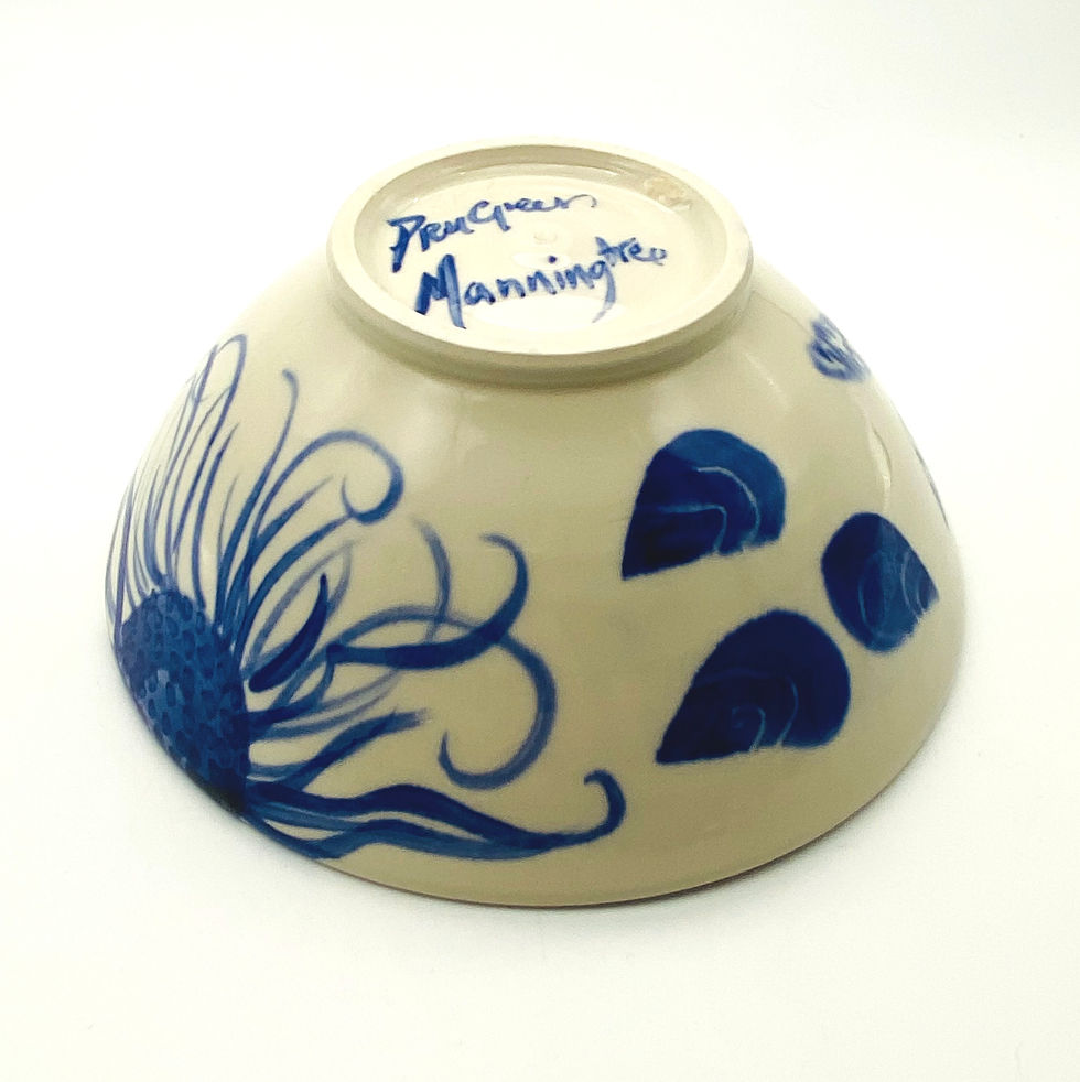 Thumbnail: Pru Green - Blue and White Shell and Mollusc Bowl