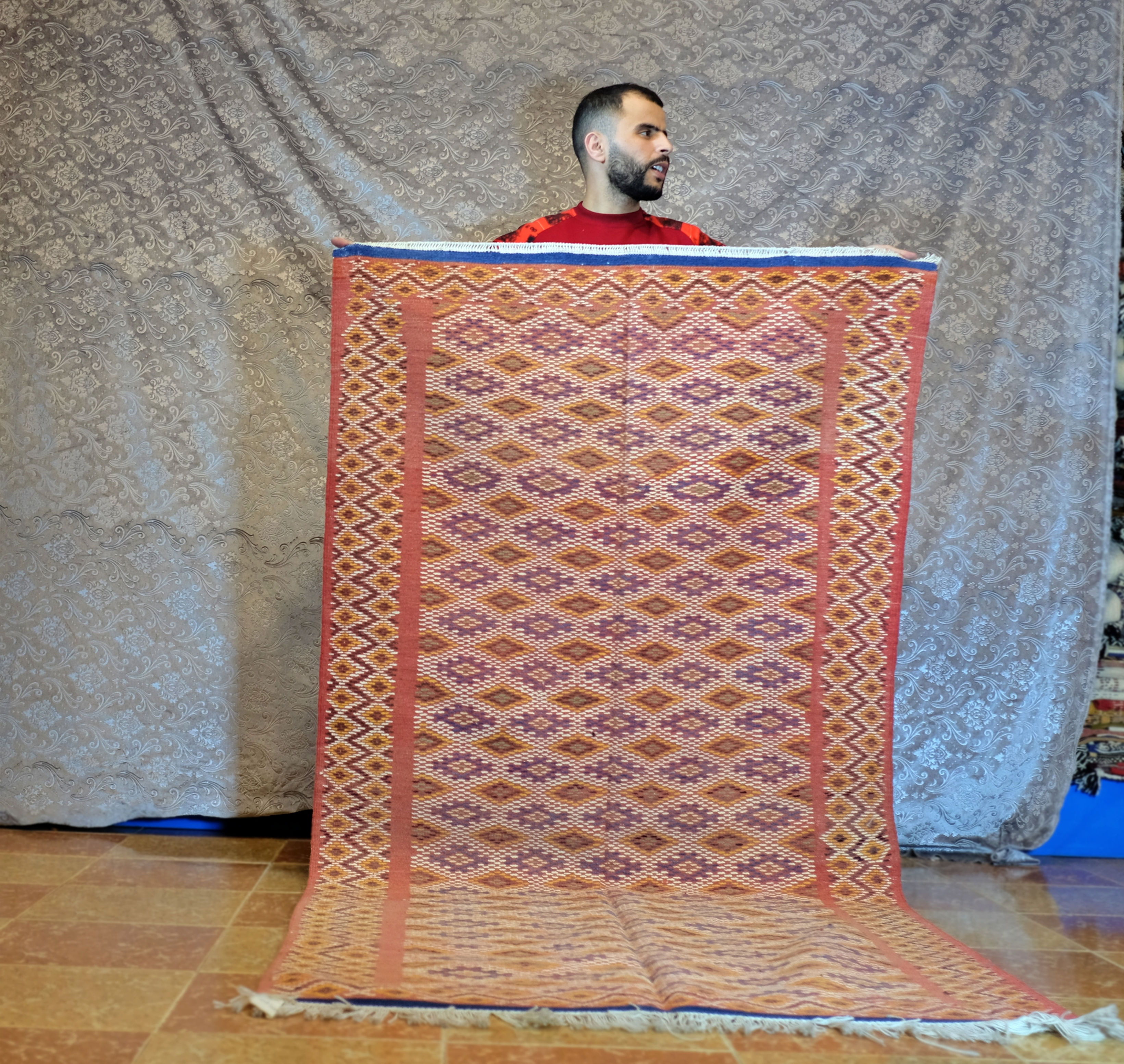 Hanbel -  Moroccan Kilim - Ait ouaghrda KILIM , bohemian kilim  rug