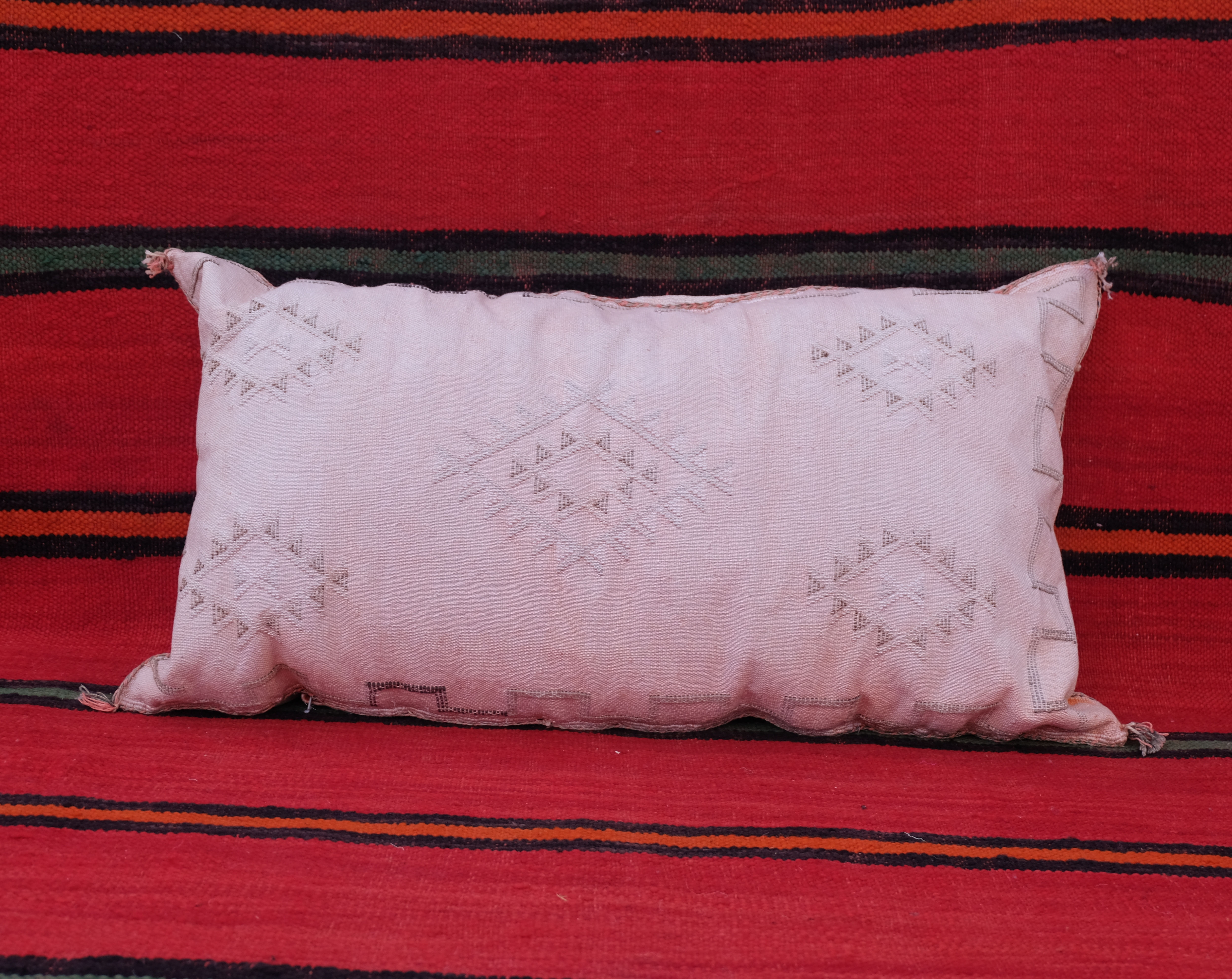 Lumbar cushion, Moroccan cactus silk pillow,14"x36"
