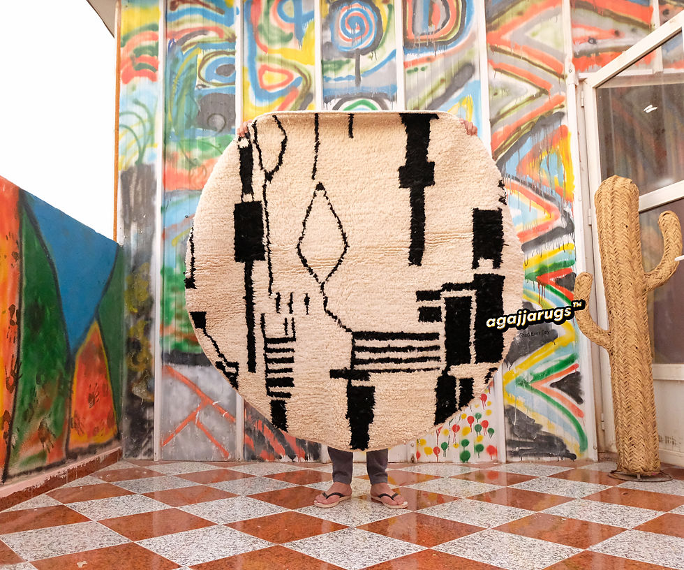 Thumbnail: Round Beni ourain rug, Authentic Moroccan Rug, Custom rug, gift for wife