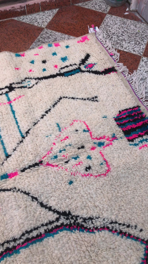 Thumbnail: Authentic Moroccan Beni Ourain Rug, Handmade Berber Carpet, new mom gift