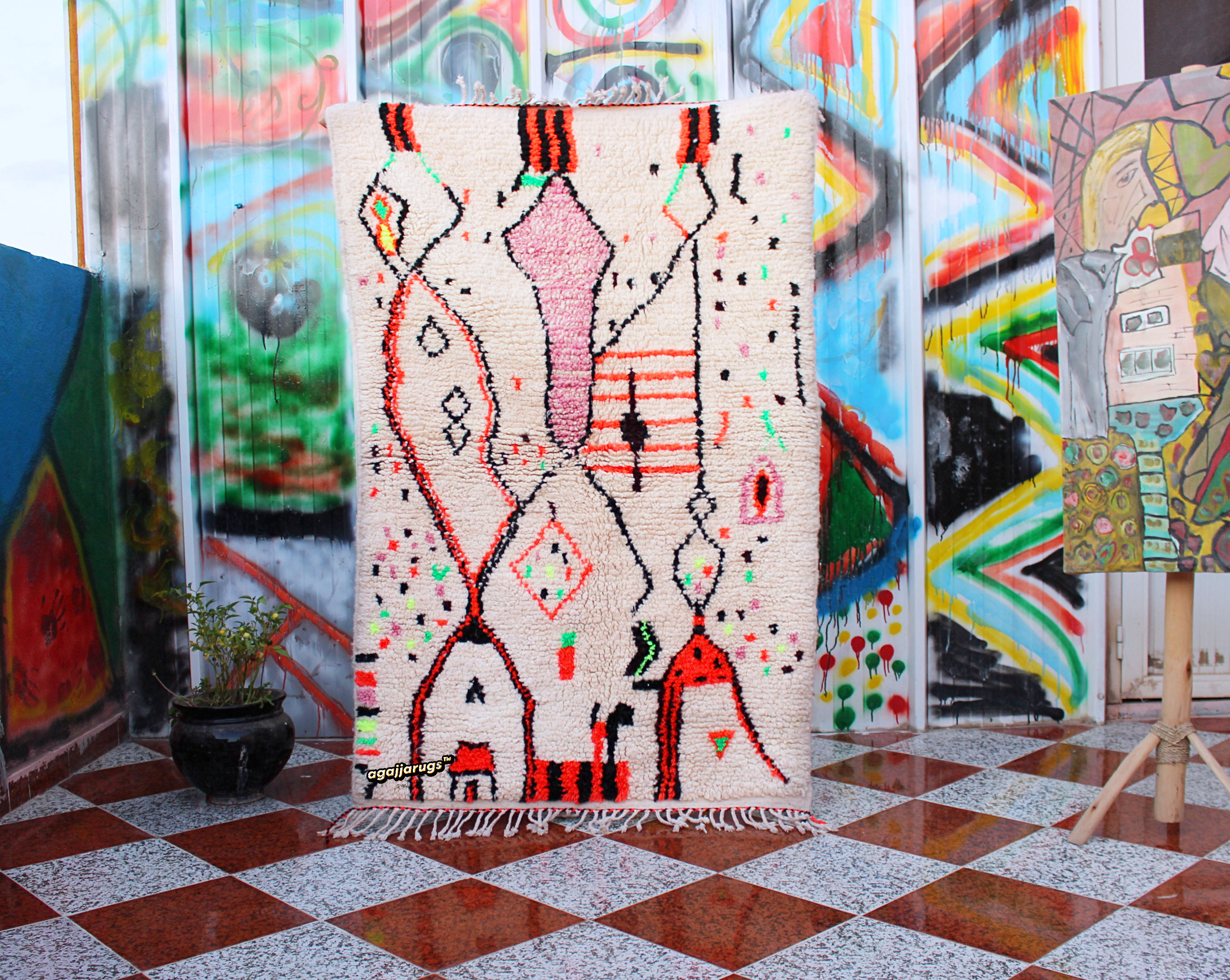 Amazing Multicolored Rug - Custom Fabulous Boujaad Rug - Beni Ourain Rug