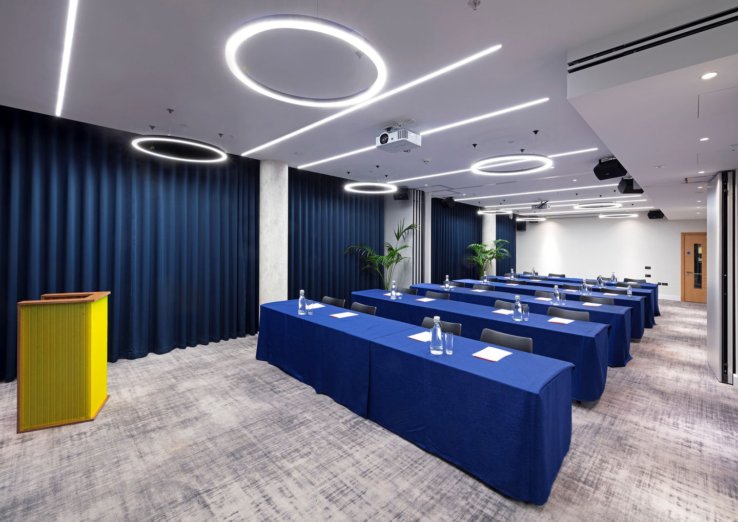 conference room with blackout curtains