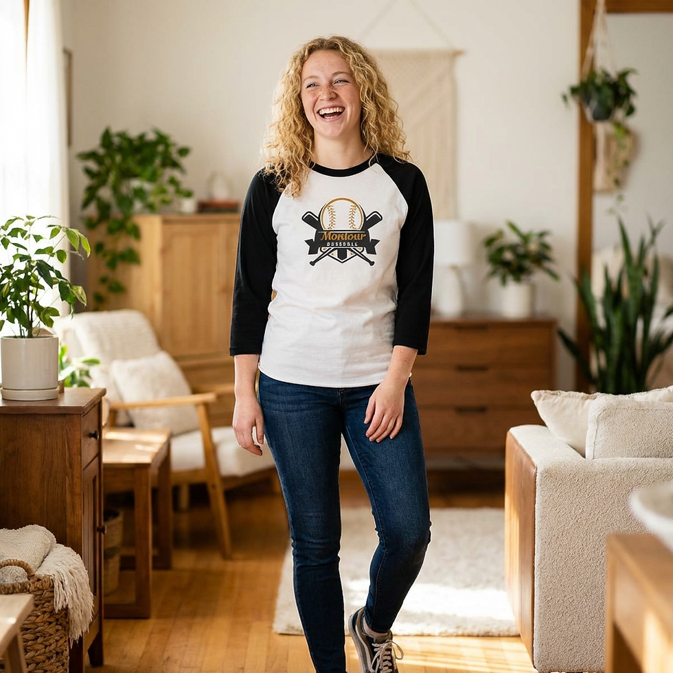 Thumbnail: Vintage Montour Baseball Emblem Raglan Shirt | Crossed Bats, Stitch Ball