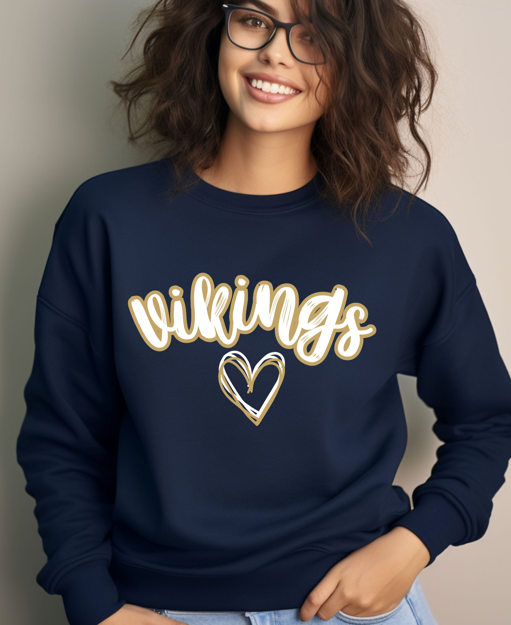 Vikings Heart Crewneck Sweatshirt – Cute Script Team Pride Pullover