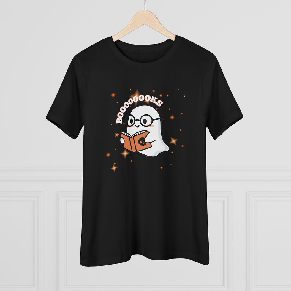 Thumbnail: Bookish Ghost Tee — Cute Reading Ghost Graphic Women's Cotton Shirt