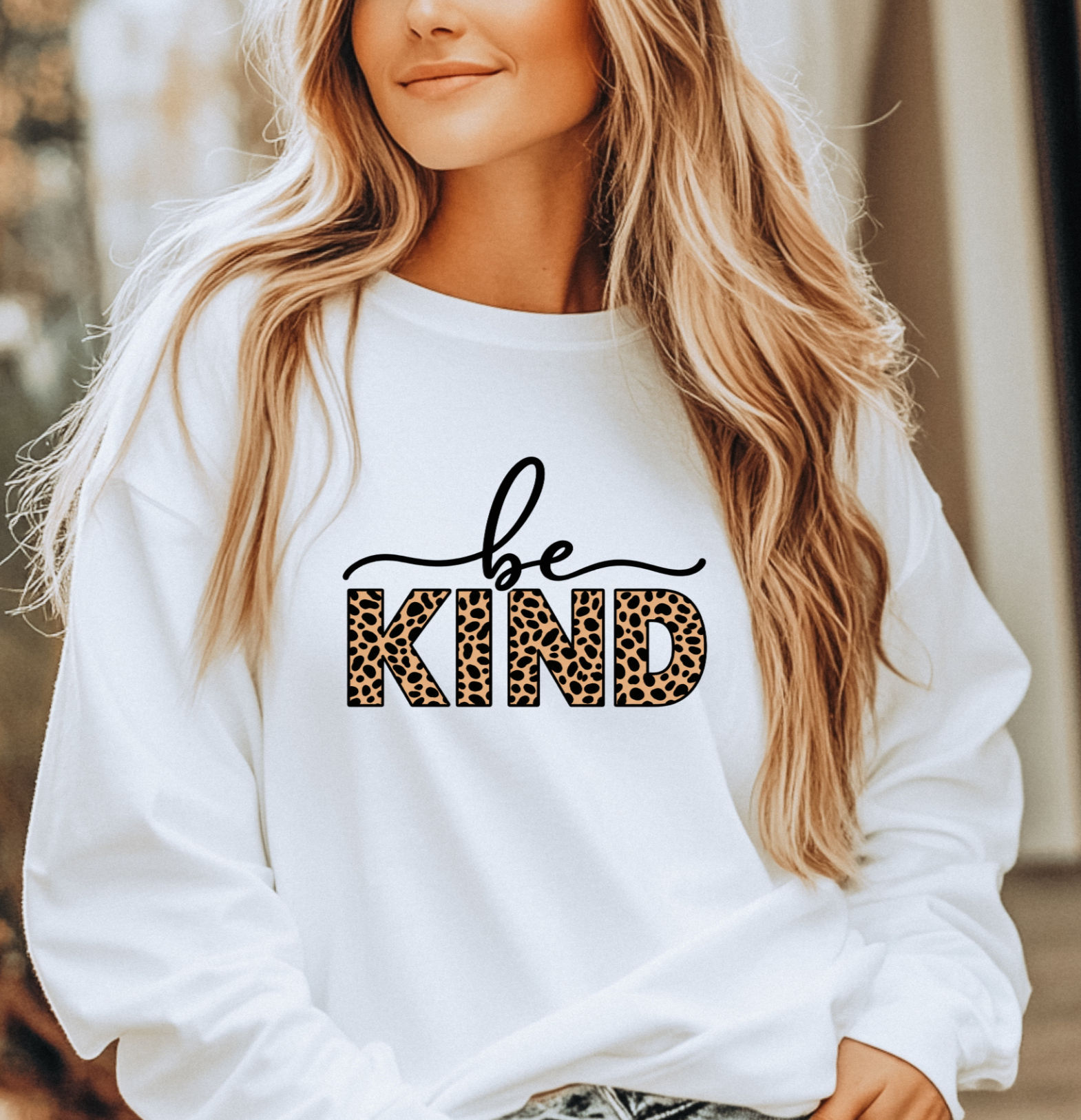 Be Kind leopard print be kind T-Shirt | Long Sleeve Shirt