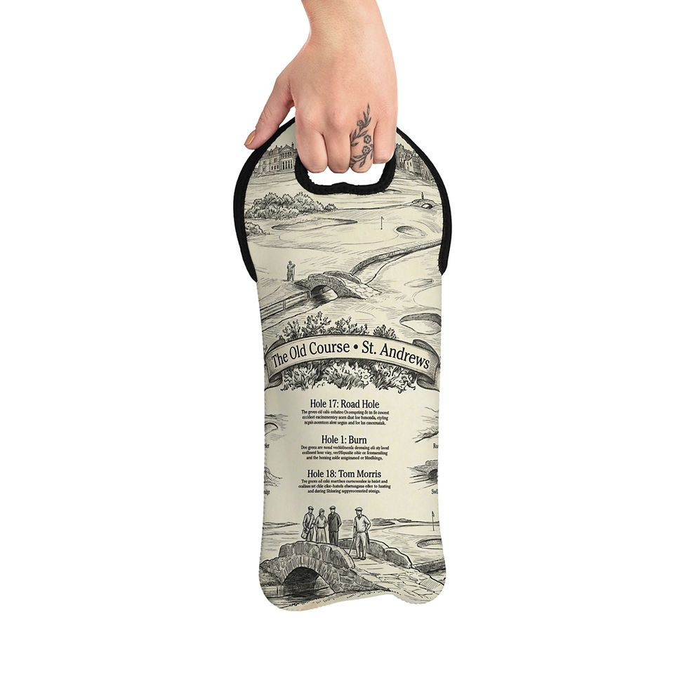Thumbnail: St. Andrews Old Course Wine Tote — Vintage Golf Course Wine Carrier
