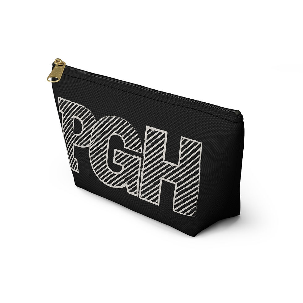 Thumbnail: PGH Chalkboard Text Accessory Pouch | Zip T-Bottom Cosmetic Bag