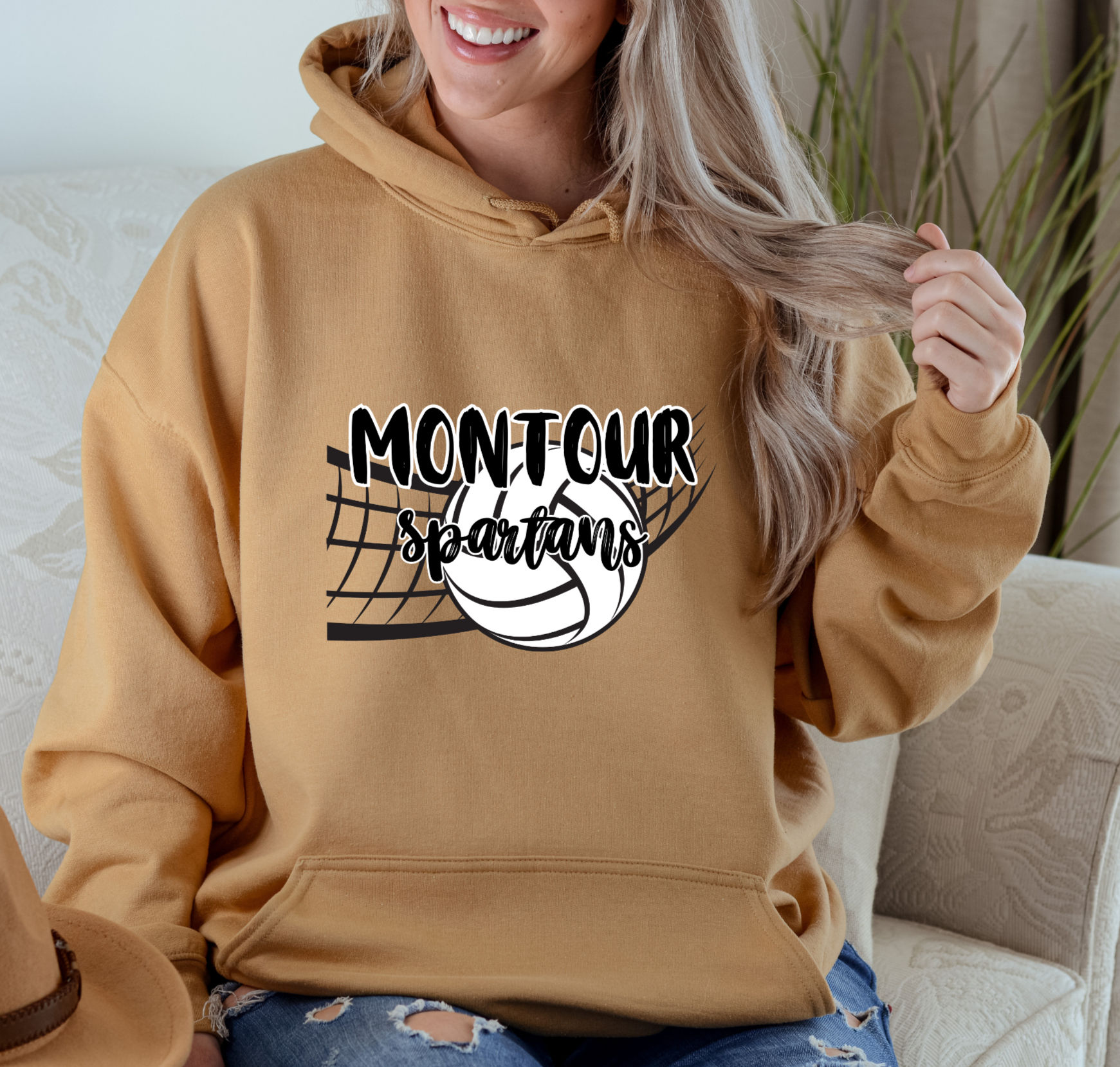 Montour Spartans Volleyball Vintage Lettering Hoodie | School Spirit