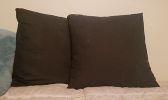 Black Speckle Pattern Fabric on 12 by 12 pillow forms