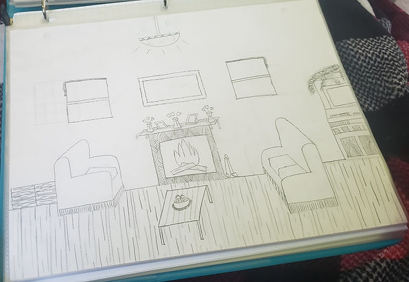 Drawing of a cozy living space