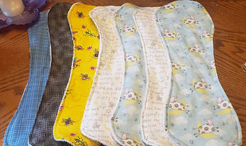 Seven Burp Cloths, Five Different Fabrics