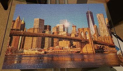 Finished puzzle of Brooklyn Bridge in New York, 500 pieces
