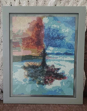 Seasons Tree Diamond Painting, framed