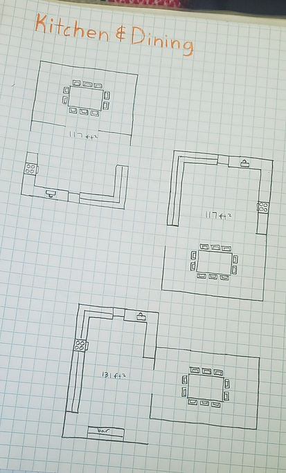 Three Kitchen and Dining Floor Plans