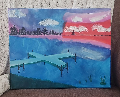 Dock Canvas with a sunset